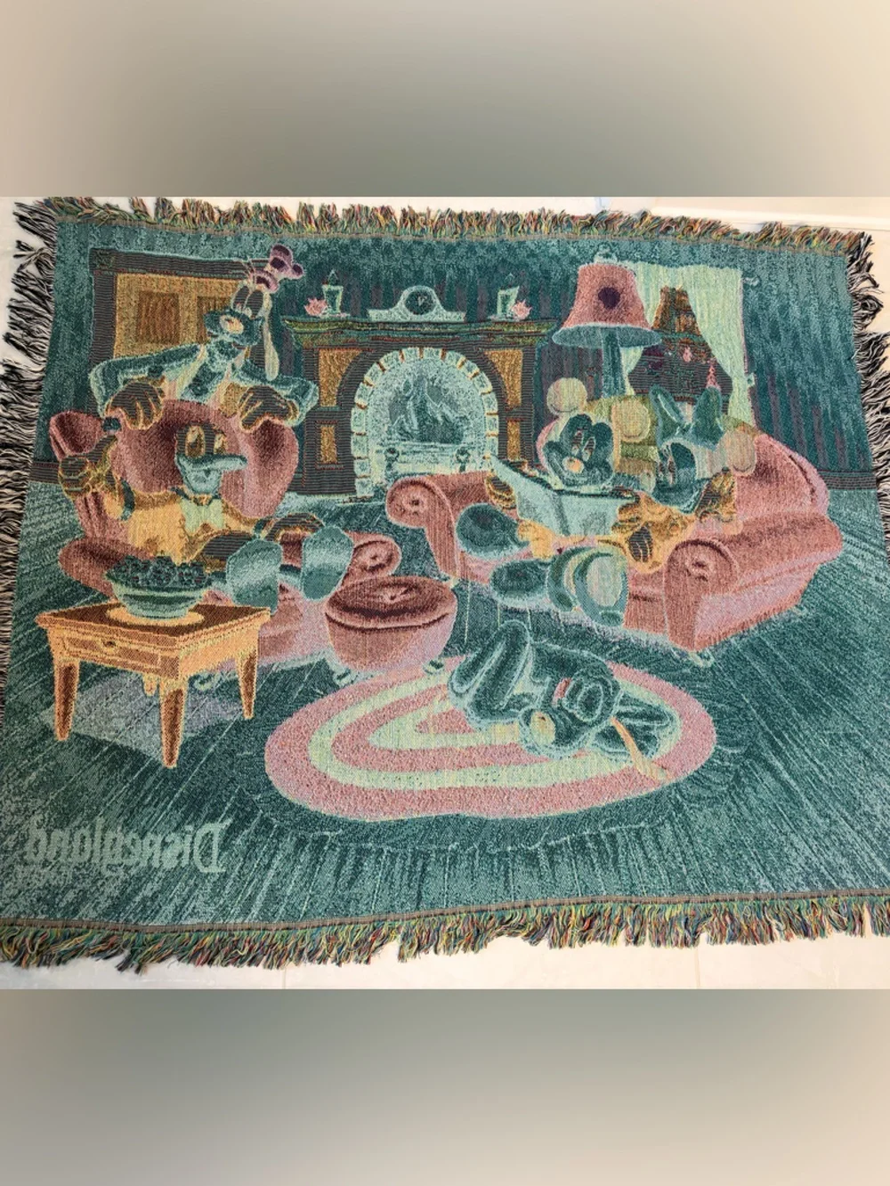 Mickey’s Holiday Gathering-Disneyland Resort 60”x50” Tapestry Throw 100% Cotton